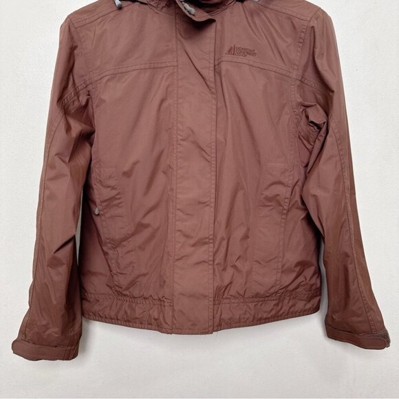 MEC Womens Small Petite Brown Windbreaker Hooded Jacket - Picture 6 of 16